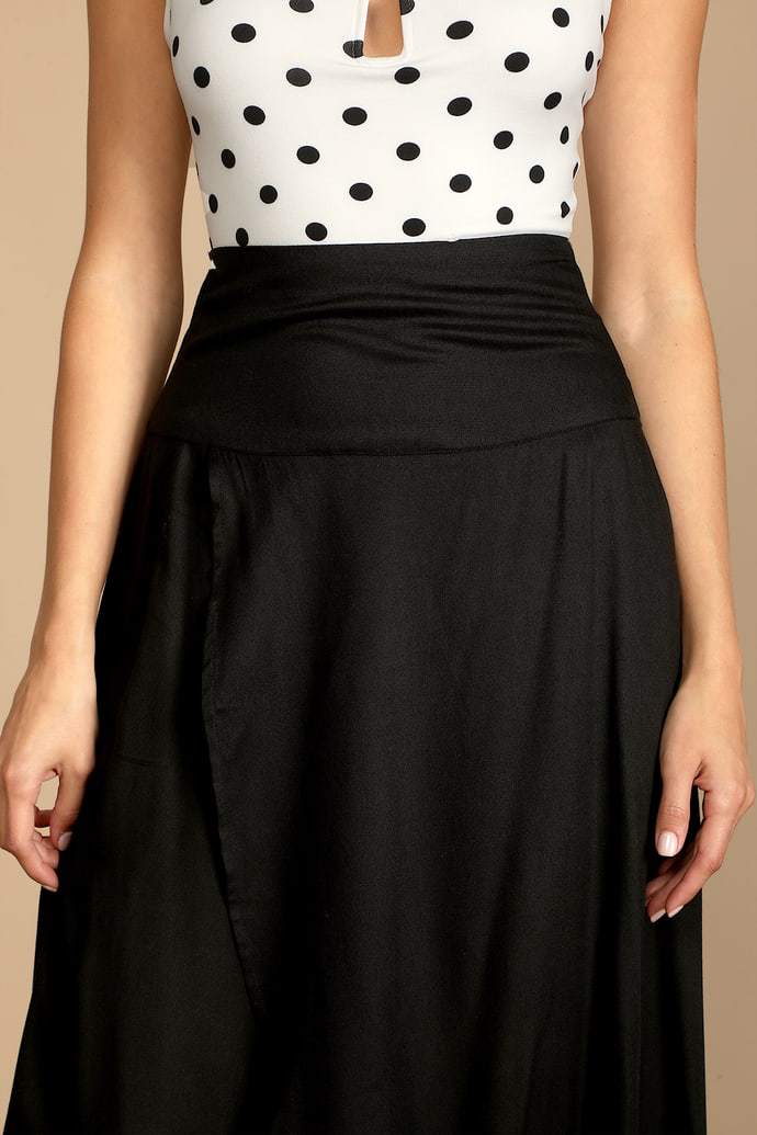 high waisted maxi flared skirt