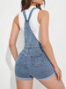 Roll Up Denim Jean Overalls For Women