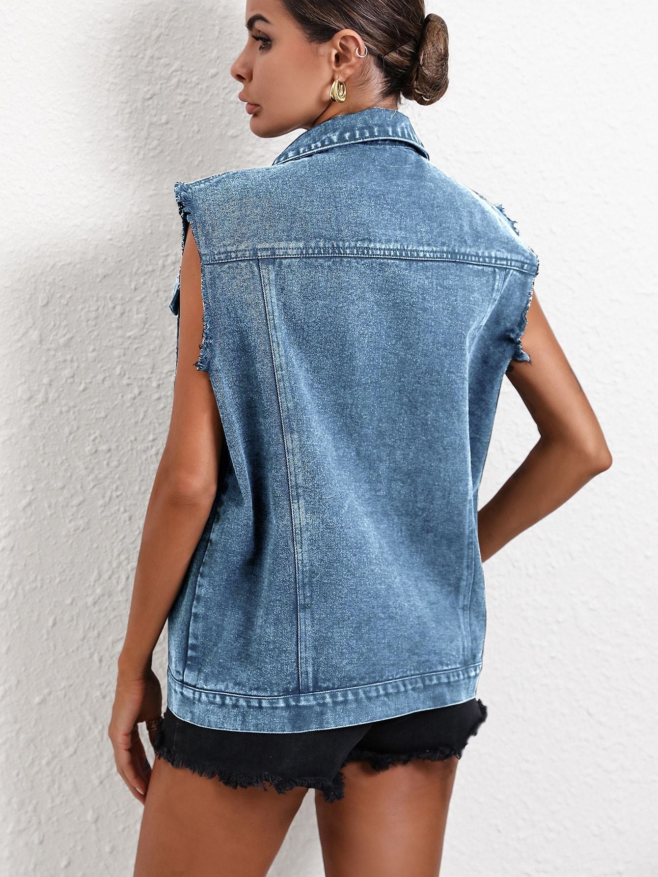 oversized sleeveless denim vest