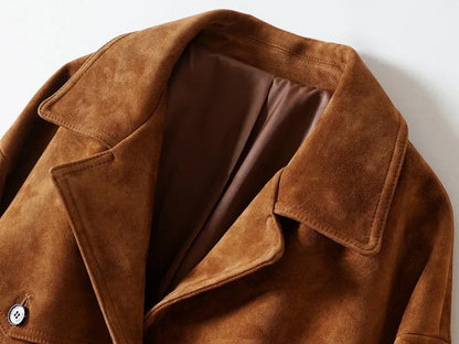 Women’s Sheepskin Suede Brown Button Jacket