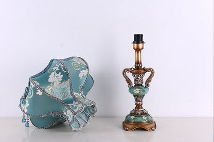 European retro bedside table lamp with fabric shade