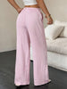 White Cotton Lounge High Waisted Pants for Women with Pockets