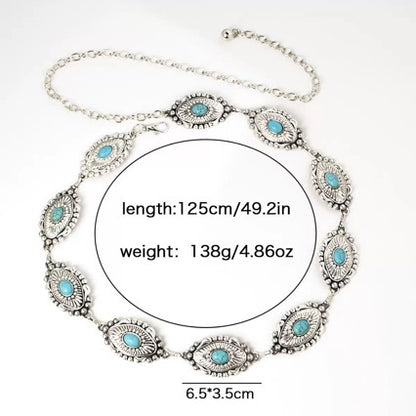 Waist Chain with Turquoise Look Medallions for Women
