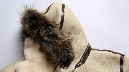 Men Real Sheepskin Shearling Flight Long Jacket Aviator