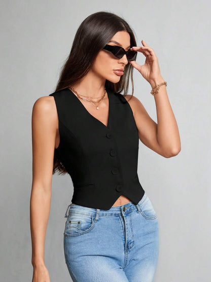 Women Causal Work Vest Blazer