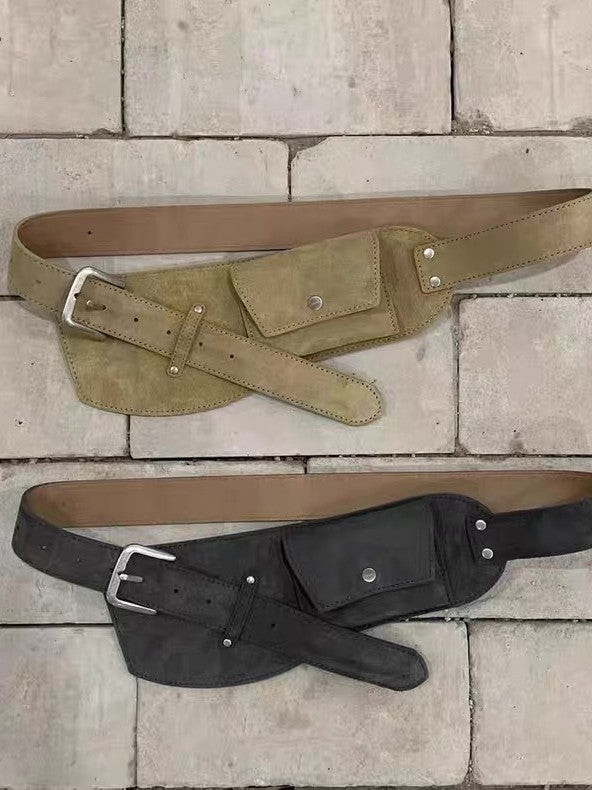 Waist Bag for Women in Faux Suede Wide Belt Style