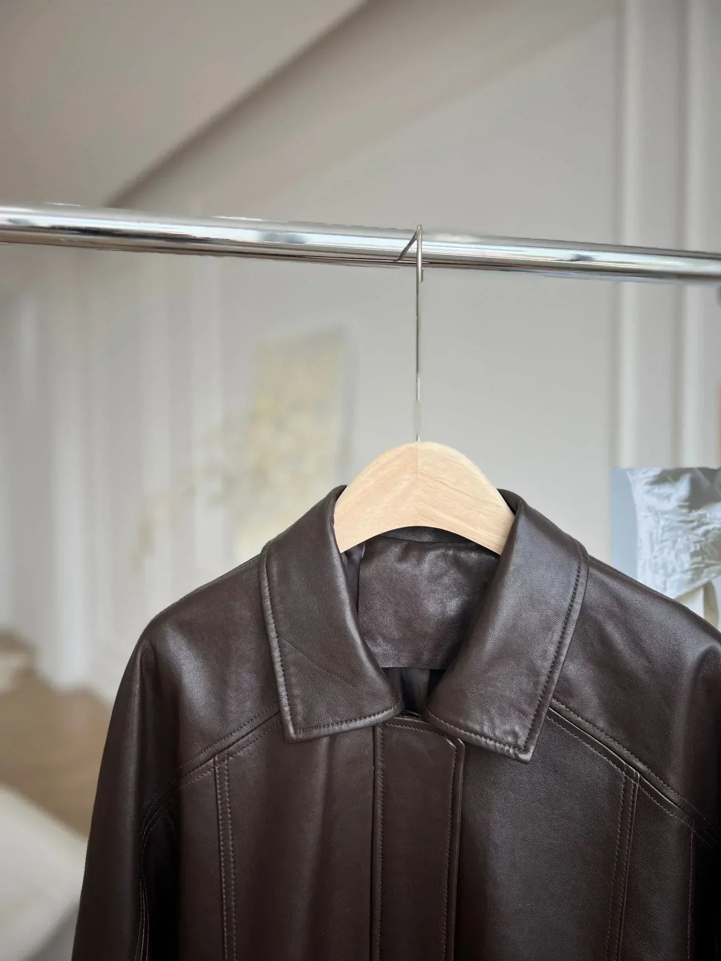 Oversized Black Leather Bomber Jacket Women