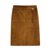 Genuine Leather Suede Skirt with Zipper Tassel and Side Slit