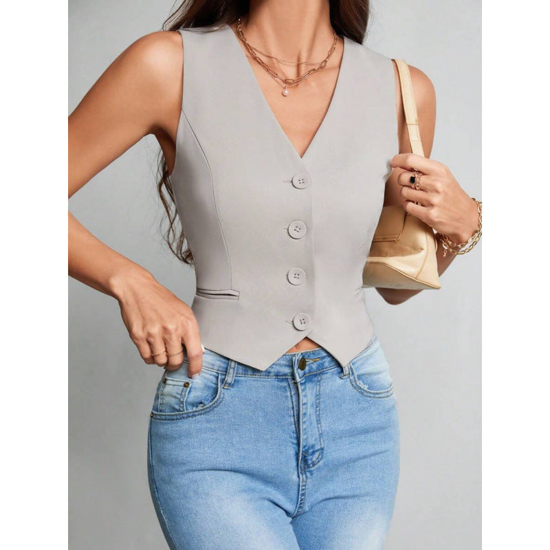 Women Causal Work Vest Blazer