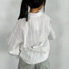 Women’s White Jacquard Cotton Shirt with Bell Sleeves