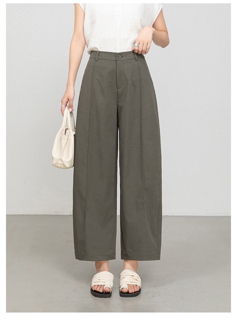Women casual pants with cropped wide leg drape