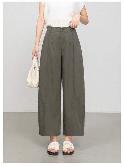 Women casual pants with cropped wide leg drape