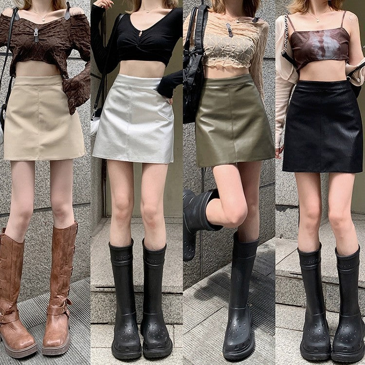 High Waist Faux Leather Skirts