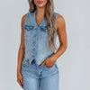 denim motorcycle vest with flap pockets