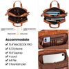 Men Leather Briefcase Office Bag with Trolley Sleeve