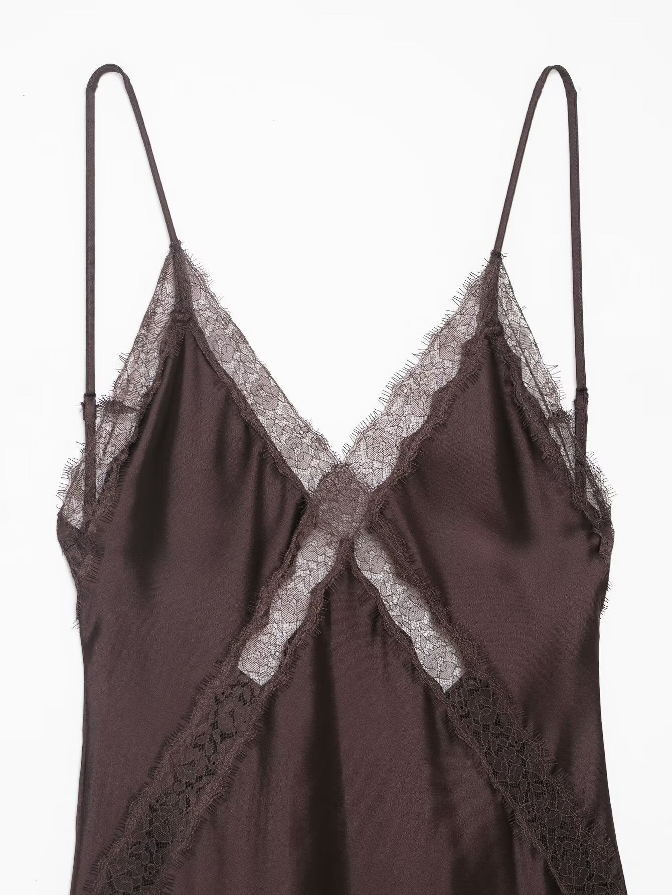 Women’s lace satin midi suspender beach dress