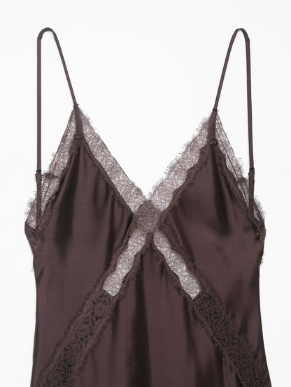 Women’s lace satin midi suspender beach dress