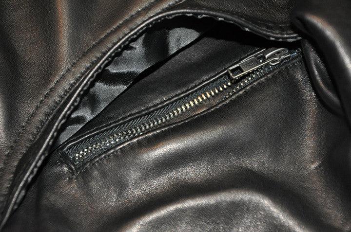 Retro oversized leather flight jacket with dropped shoulder