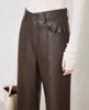 Women’s High Rise Genuine Straight Leather Pants Brown