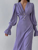 French-style lantern sleeve midi dress