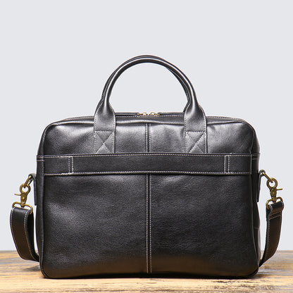 Leather Travel Office Bag with Trolley Strap