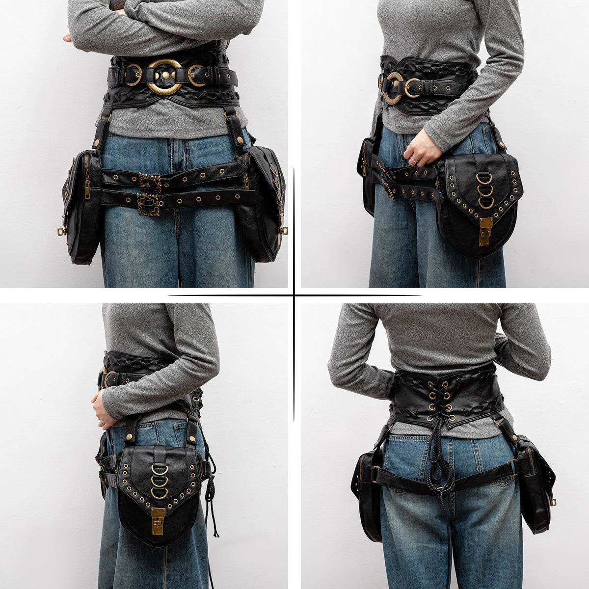 Waist Bag for Women with Double Side Pouches