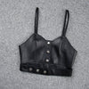 Leather Camisole Vest Cropped Corset Top with Snap Belt