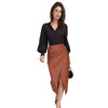 High Waisted PU Leather Wrap Skirt with Slit