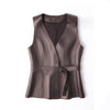 Women leather Vest with Belt Slim Waist Biker Style