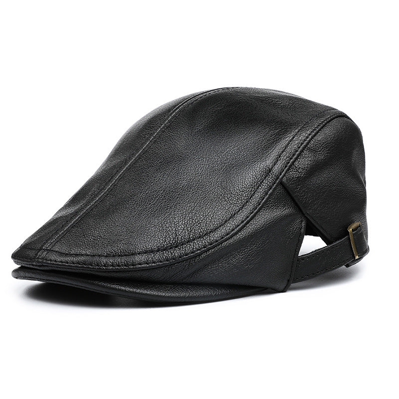 Men’s Genuine Leather Duckbill Cap in Top-Grain Cowhide