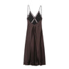 Women’s lace satin midi suspender beach dress
