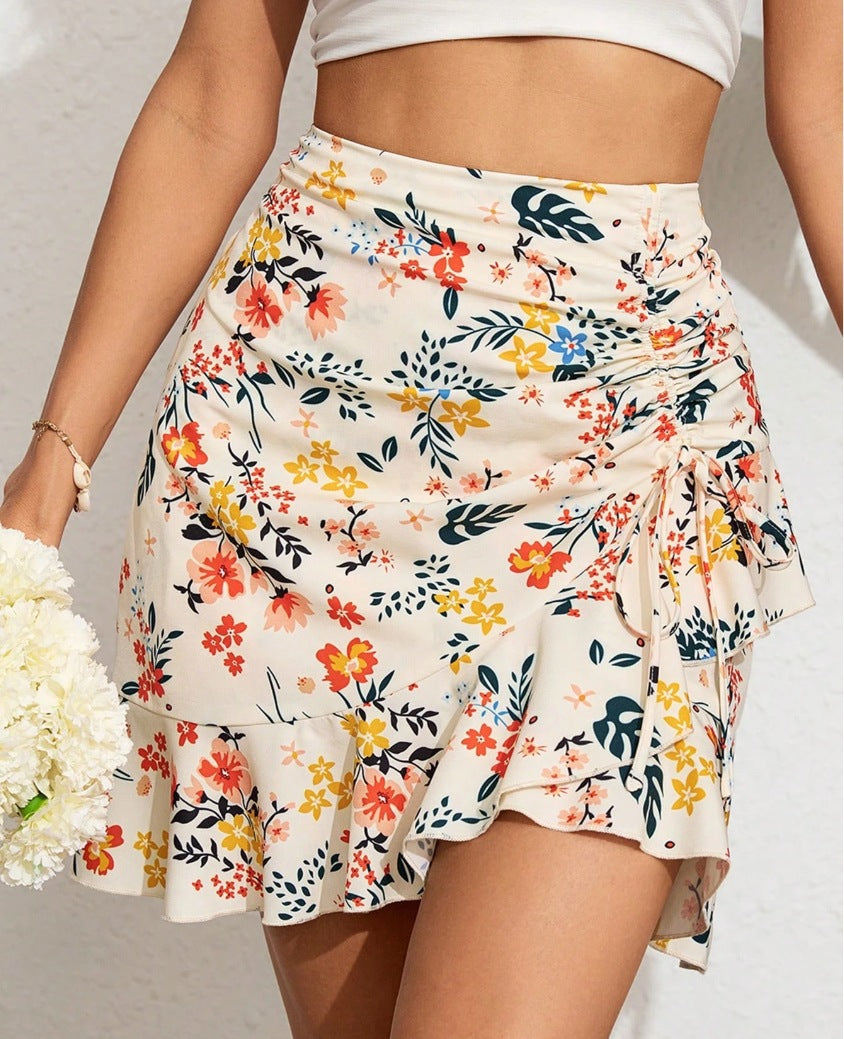 Ruched Ruffle Mini Skirt Summers