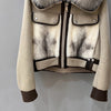 Women Real Fur Bomber Jacket Genuine Sheepskin with Fox Fur Collar