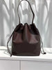 Genuine Leather Women’s Bucket Bag Tote with Drawstring