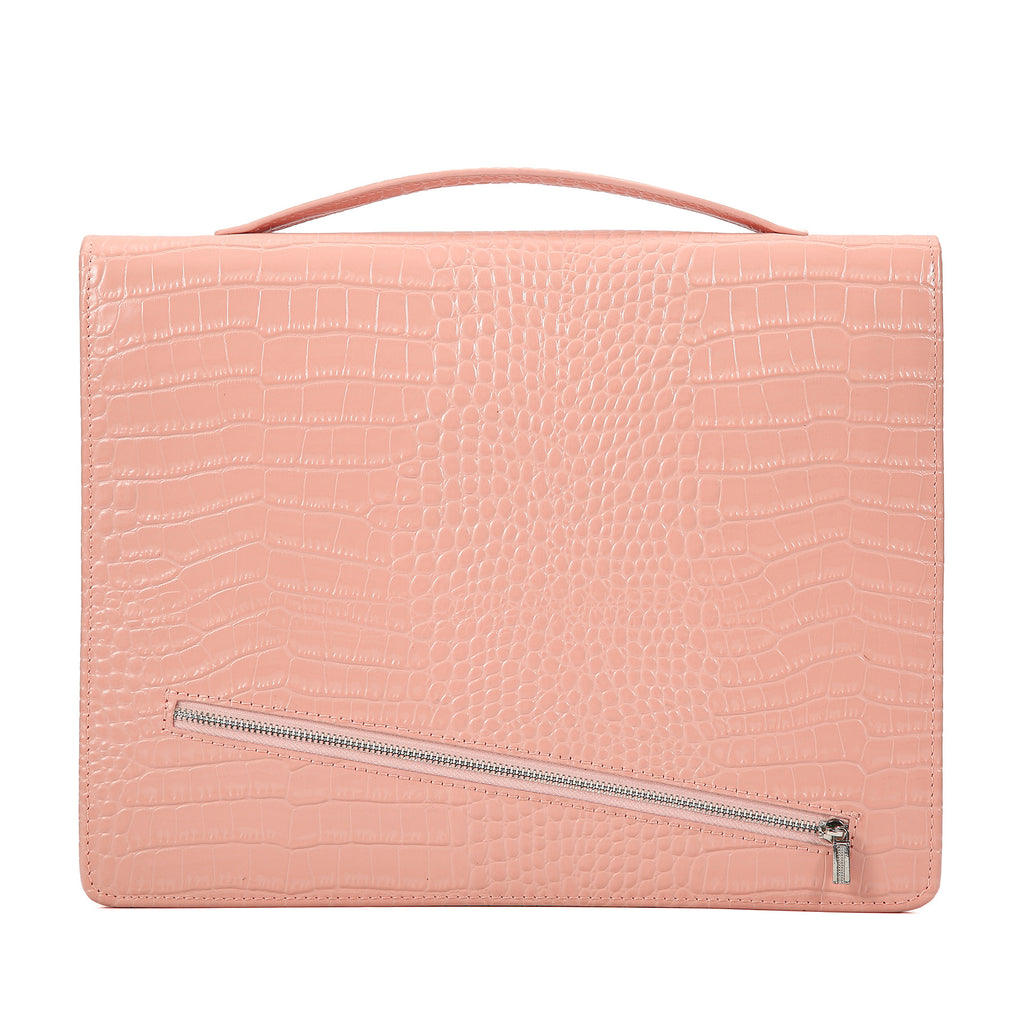 Leather Tablet Organizer for 13-Inch iPad with Crocodile Pattern