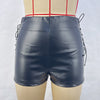 Black Faux Leather Lace-Up High Waisted Shorts