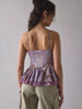 Women’s Floral Lace Trim Mesh Ruffle Camisole Top