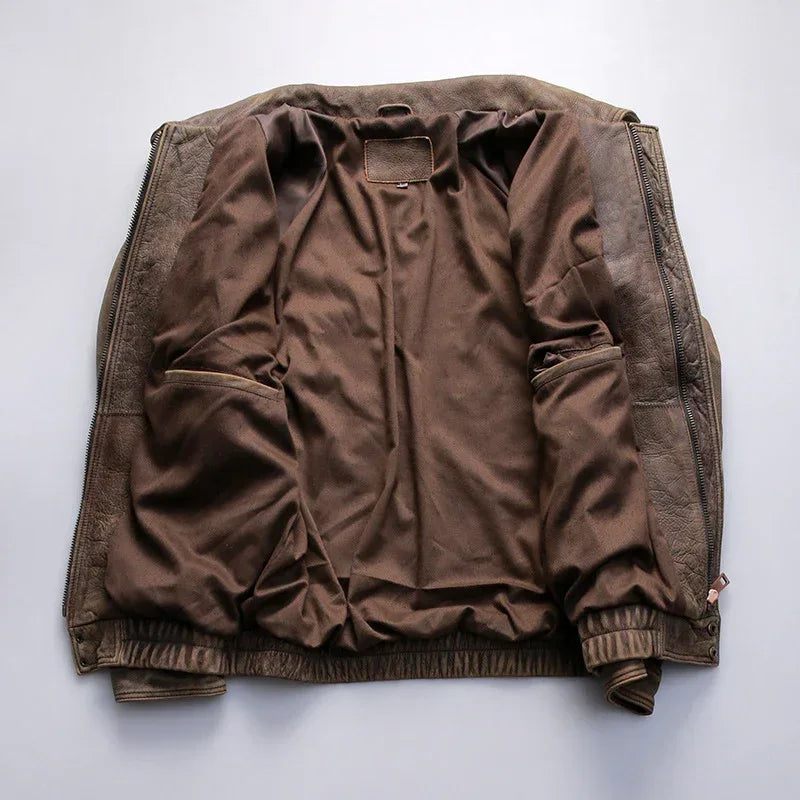 Men’s Vintage Distressed Nubuck Leather Jacket