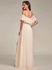 Bridesmaid off shoulder chiffon ruffle dress