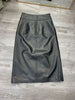 Women sheepskin leather midi skirt with belt