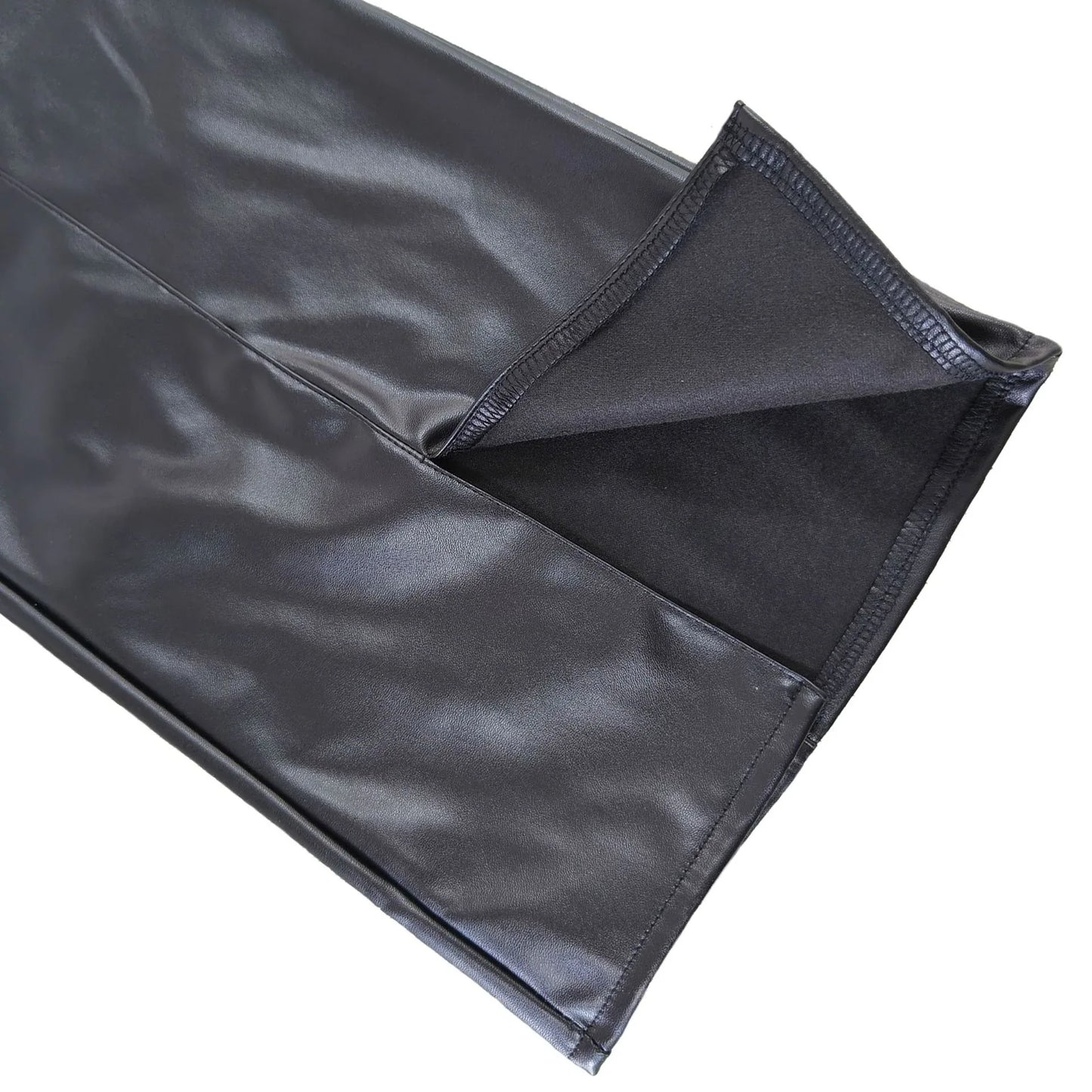 Low waist lace-up PU leather pants