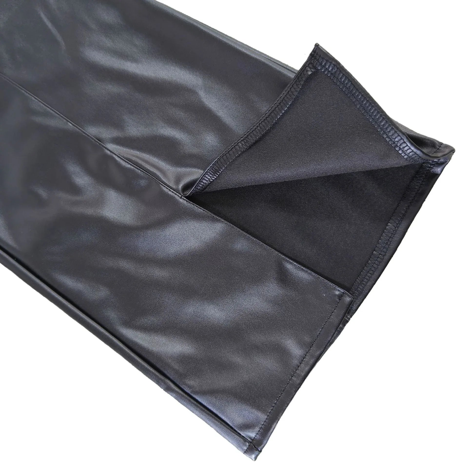 Low waist lace-up PU leather pants