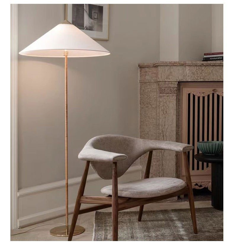 Danish Wabi-Sabi Rattan Floor Lamp Retro Hat Style Standing Light