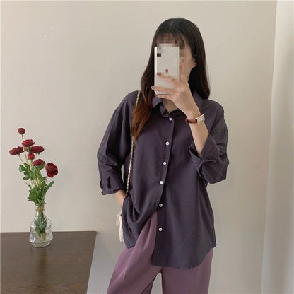 women drop shoulder long sleeve shirt