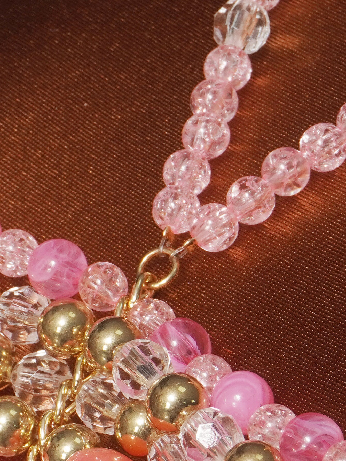 Pink Crystal Body Chain Bralette with Beaded Tassel Drapes