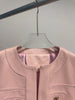 Women Cropped Leather Jacket Round Neck with Gold Buttons