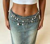 Women’s Layered Pearl Shell Waist Chain Silver Tone Body Jewelry
