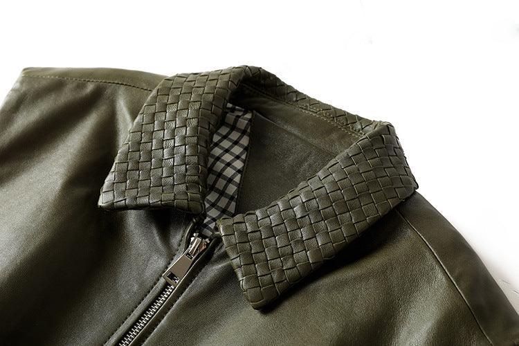 Women Genuine Leather Workwear Vest With Woven Collar