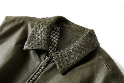 Women Genuine Leather Workwear Vest With Woven Collar