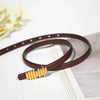 Women’s Skinny Genuine Leather Belt Gold Buckle